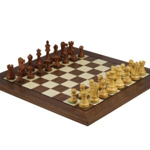 Walnut Chess Set 20 Inch with Helena Flat Chess Board and Weighted Sheesham Reykjavik Staunton Chess Pieces 3.75 Inch