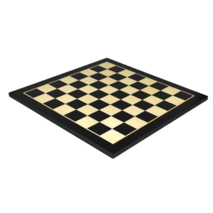 Ebony Chess Set 16 Inch With Flat Chess Board And Weighted Ebonised French Staunton Pieces 3 Inch