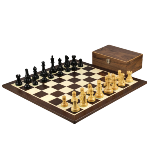 Wenge Chess Set 21 Inch With Wenge Chess Board and Weighted Ebonised Staunton Reykjavik Chess Pieces 3.75 Inch