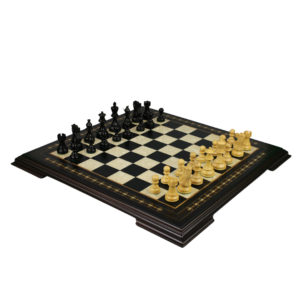 Ebony Chess Set 17 Inch With Helena Chess Board and Weighted Ebonised Atlantic Classic Staunton Chess Pieces 3 Inch