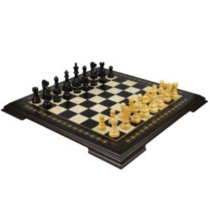 Ebony Chess Set 20 Inch With Helena Chess Board and Weighted Ebonised Reykjavik Staunton Chess Pieces 3.75 Inch