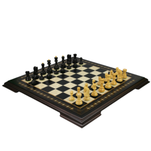 Ebony Chess Set 20 Inch With Helena Chess Board and Weighted Ebonised Zagreb Staunton Chess Pieces 3.75 Inch