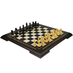 Ebony Chess Set 20 Inch with Helena Chess Board and Weighted Ebonised Fierce Knight(Queens Gambit) Staunton Chess Pieces 3.75 Inch