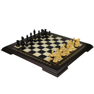 Ebony Chess Set 20 Inch with Helena Chess Board and Weighted Ebonised Morphy Professional Staunton Chess Pieces 3.75 Inch
