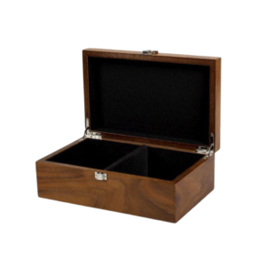 Large Walnut Chess Box Large Metal Clasp 4.25 Inch