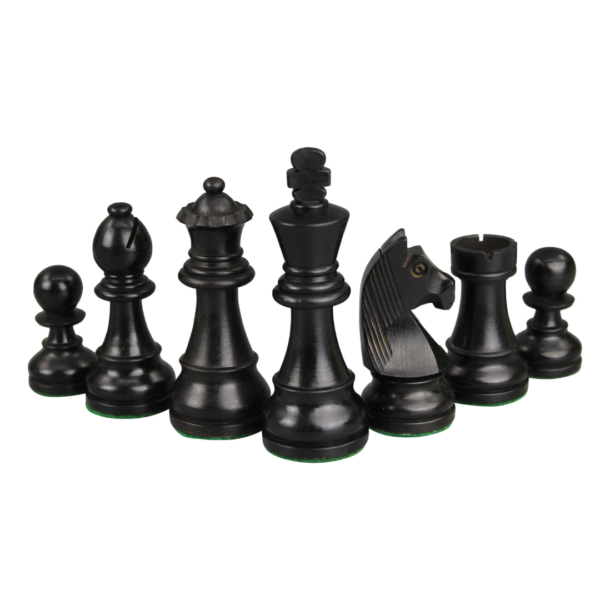 Ebonised German Staunton Chess Pieces 3 Inch - Image 3