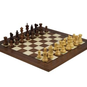 Walnut Chess Set 20 Inch With Helena Flat Chess Board and Weighted Sheesham Atlantic Classic Staunton Chess Pieces 3.75 Inch