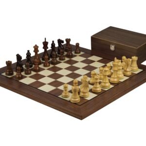 Walnut Chess Set 20 Inch With Helena Flat Chess Board and Weighted Sheesham Atlantic Classic Staunton Chess Pieces 3.75 Inch