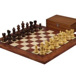 Rosewood Chess Set 20 Inch With Helena Flat Chess Board and Weighted Sheesham Executive Staunton Chess Pieces 3.75 Inch
