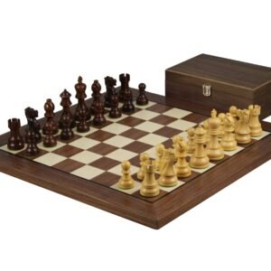 Walnut Chess Set 20 Inch With Helena Flat Chess Board and Weighted Sheesham Executive Staunton Chess Pieces 3.75 Inch