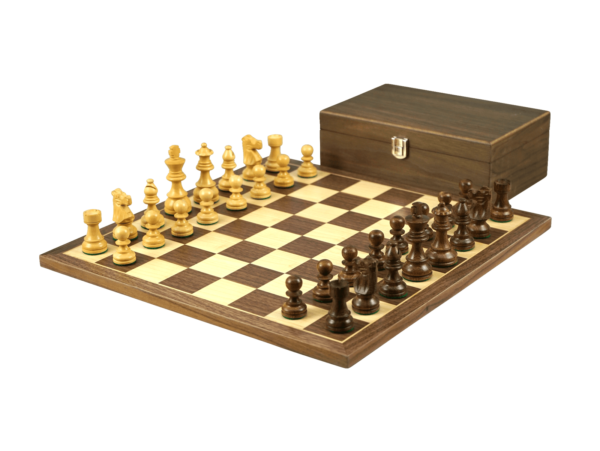 Walnut Chess Set 16 Inch with Weighted Sheesham French Knight Chess Pieces 3 Inch