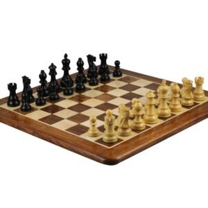Sheesham Chess Set With Sheesham Flat Chess Board 20 Inch With Ebonised Executive Staunton Chess Pieces 3.75 Inch