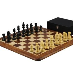 Sheesham Chess Set With Sheesham Flat Chess Board 20 Inch and Ebonised German Staunton Chess Pieces 3.75 Inch