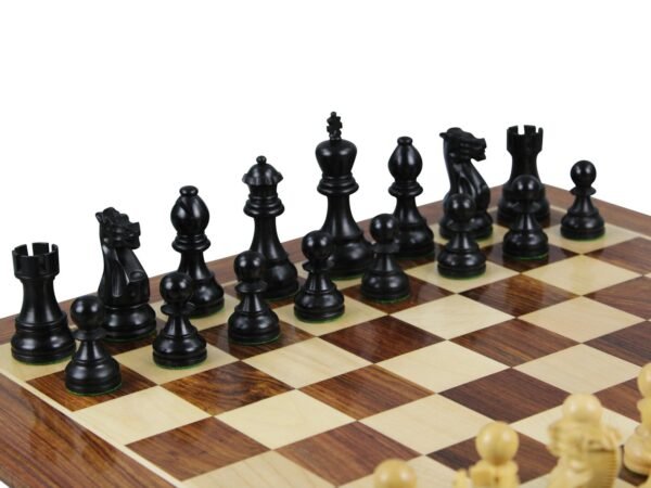 Sheesham Chess Set With Sheesham Flat Chess Board 20 Inch With Ebonised Executive Staunton Chess Pieces 3.75 Inch - Image 4