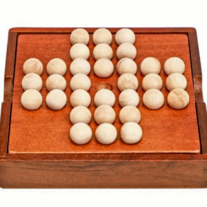 Travel Wooden Solitaire Family Game Square Board 5 Inch