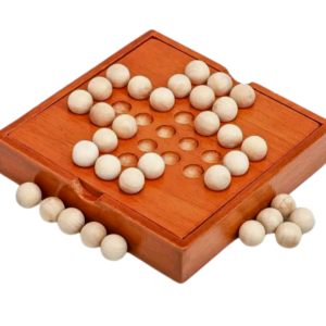 Travel Wooden Solitaire Family Game Square Board 5 Inch