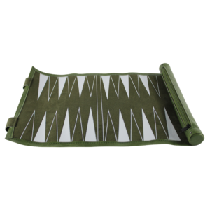Green Travel Roll Up Backgammon Set 13 Inch