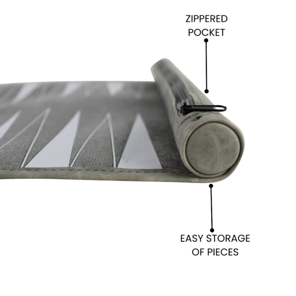Gray Travel Roll Up Backgammon Set 13 Inch - Image 3