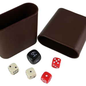 Replacement Backgammon Dice Set & Dice cups- Black Doubling Cube – Red & Cream Dices