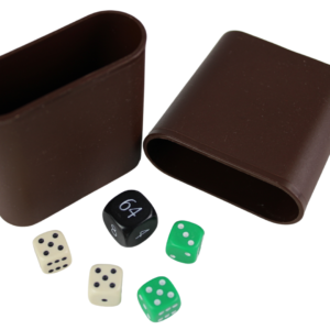 Replacement Backgammon Dice Set & Dice cups- Black Doubling Cube – Cream & Green Dices