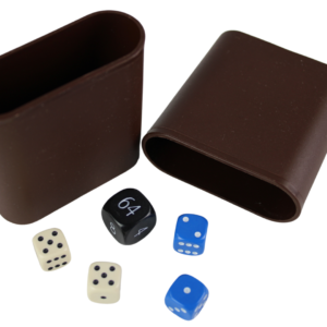 Replacement Backgammon Dice Set & Dice cups- Black Doubling Cube – Cream & Blue Dices