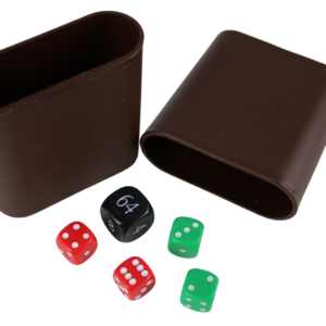 Replacement Backgammon Dice Set & Dice cups- Black Doubling Cube – Red & Green Dices