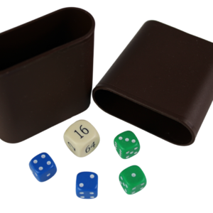 Replacement Backgammon Dice Set & Dice cups – Cream Doubling Cube – Blue & Green Dices