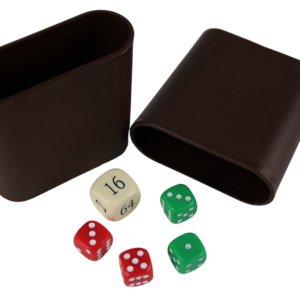 Replacement Backgammon Dice Set & Dice cups- Cream Doubling Cube – Red & Green Dices