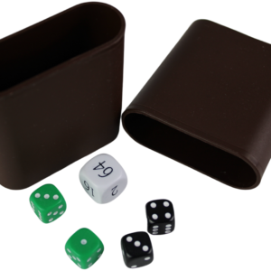Replacement Backgammon Dice Set & Dice cups- White Doubling Cube – Green & Black Dices