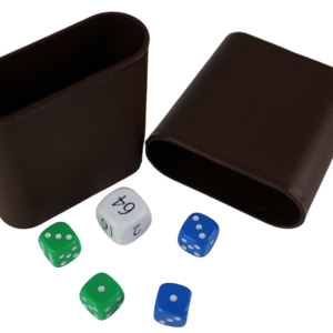 Replacement Backgammon Dice Set & Dice cups – White Doubling Cube – Blue & Green Dices