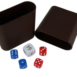 Replacement Backgammon Dice Set & Dice cups- White Doubling Cube – Red & Blue Dices