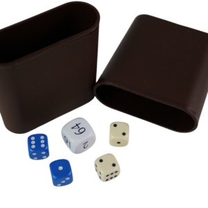 Replacement Backgammon Dice Set & Dice cups- White Doubling Cube – Cream & Blue Dices