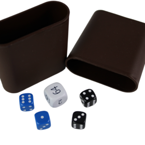Replacement Backgammon Dice Set & Dice cups – White Doubling Cube – Blue & Black Dices