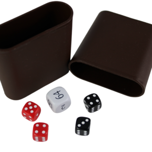 Replacement Backgammon Dice Set & Dice cups- White Doubling Cube – Red & Black Dices