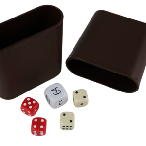 Replacement Backgammon Dice Set & Dice cups- White Doubling Cube – Red & Cream Dices