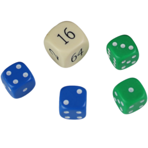 Replacement Backgammon Dice Set – Cream Doubling Cube – Blue & Green Dices