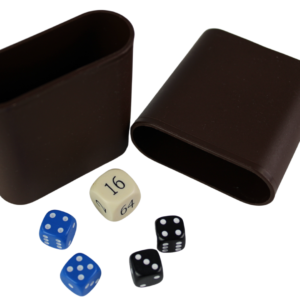 Replacement Backgammon Dice Set & Dice cups- Cream Doubling Cube – Blue & Black Dices