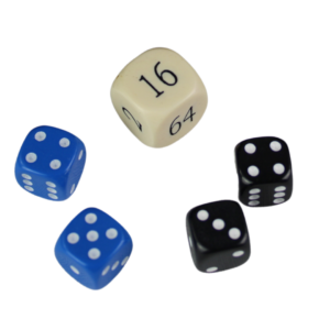Replacement Backgammon Dice Set – Cream Doubling Cube – Blue & Black Dices