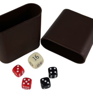 Replacement Backgammon Dice Set & Dice cups- Cream Doubling Cube – Red & Black Dices