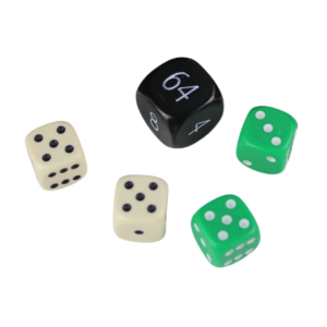 Replacement Backgammon Dice Set – White Doubling Cube – Cream & Green Dices
