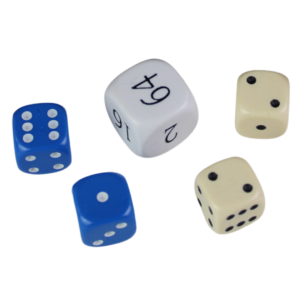 Replacement Backgammon Dice Set – White Doubling Cube – Cream & Blue Dices