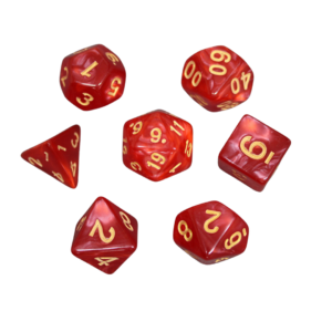 Cardinal Red Marbled DND Dice Set, 7 Piece Dice Set, Roll Playing Game Dice with Dice Bag