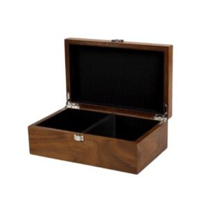 Large Walnut Chess Box With Metal Clasp 3.75 Inch