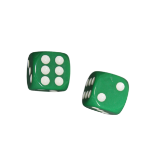 Opaque Green 14 mm D6 Roll Playing Game Dices with White Dots