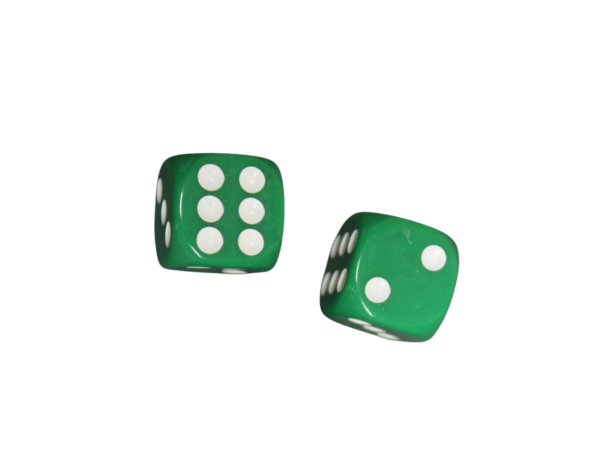 Opaque Green 14 mm D6 Roll Playing Game Dices with White Dots - Image 2
