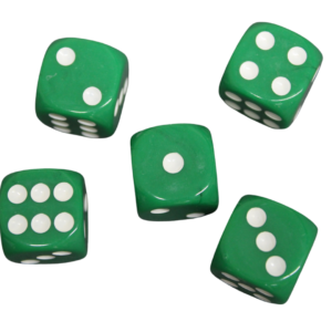 Opaque Green 14 mm D6 Roll Playing Game Dices with White Dots